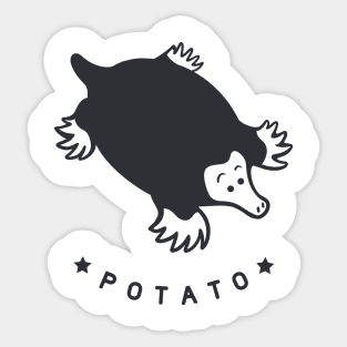 Chonky mole. minimal art of a cute furry potato in dark ink Sticker